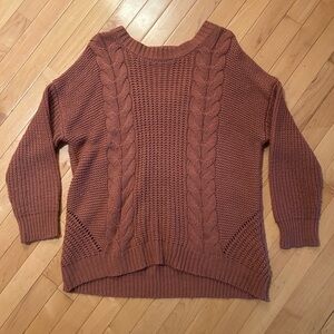 No Boundaries Women's Cable Knit Sweater - Dusty Rose